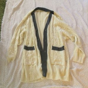 LulaRoe cream and gray Lucille cardigan sweater